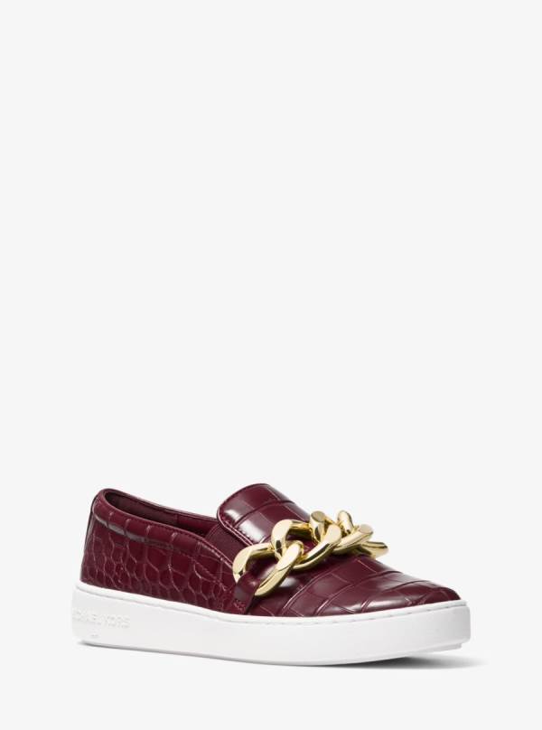 Damske Slip On Michael Kors Keaton Embellished Crocodile Embossed Sneaker Bordove - Topanky Michael Kors Outlet | WLMXT-0726